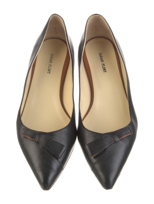 Sarah Flint Leather Bow Accents Ballet Flats