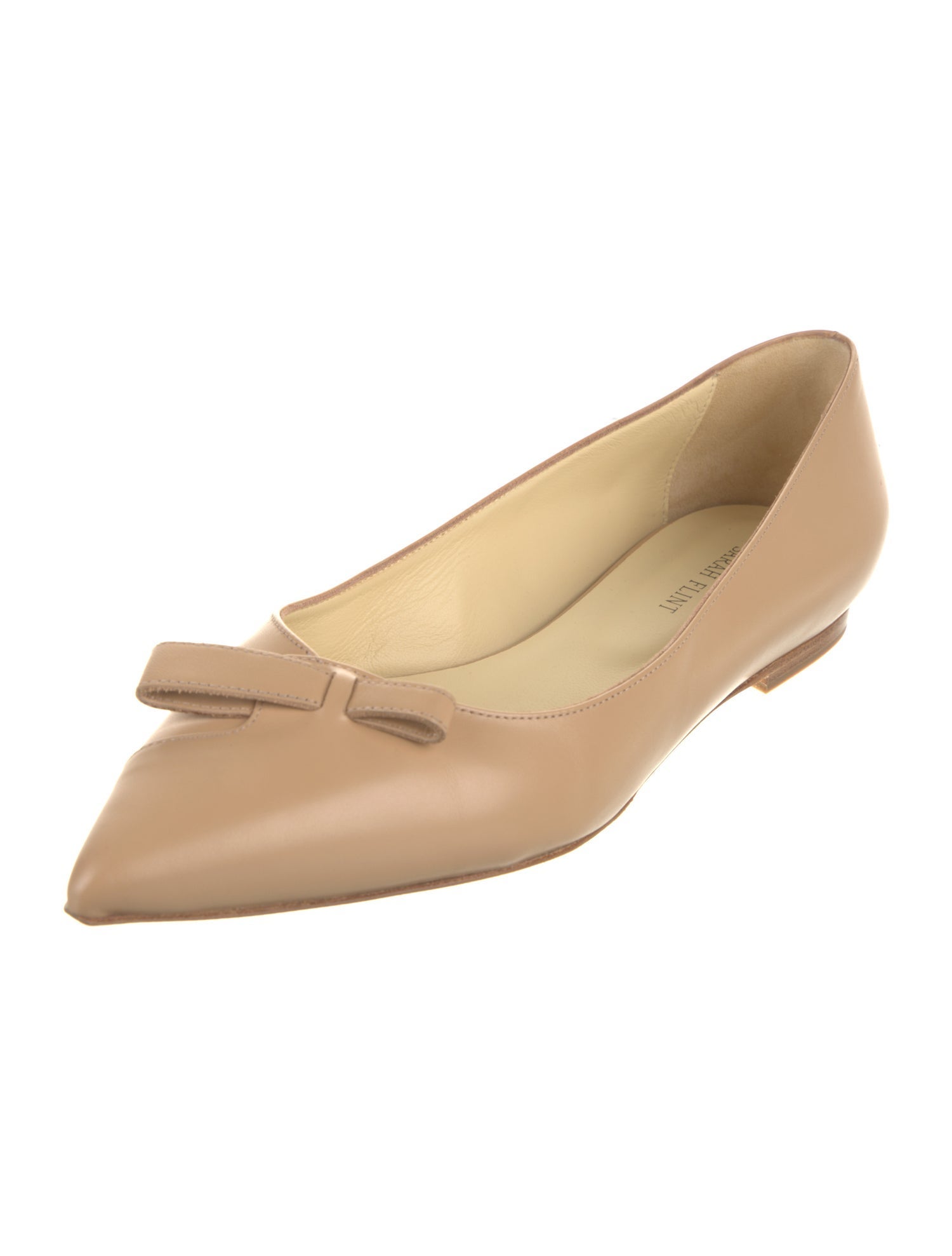 Sarah Flint Leather Bow Accents Ballet Flats