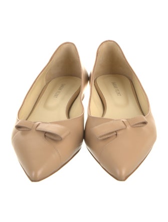 Sarah Flint Leather Bow Accents Ballet Flats
