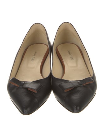 Sarah Flint Leather Bow Accents Ballet Flats