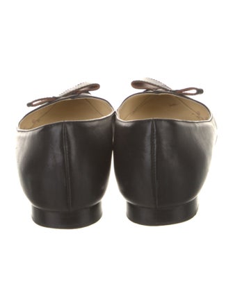 Sarah Flint Leather Bow Accents Ballet Flats