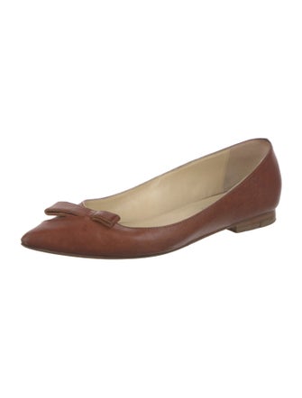 Sarah Flint Leather Bow Accents Ballet Flats