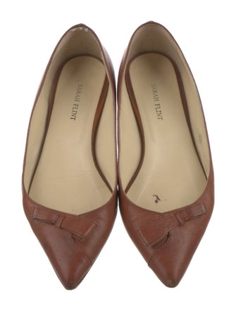 Sarah Flint Leather Bow Accents Ballet Flats