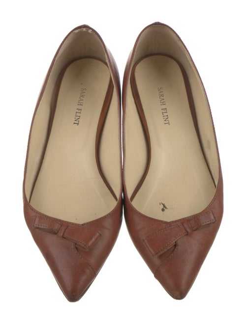 Sarah Flint Leather Bow Accents Ballet Flats