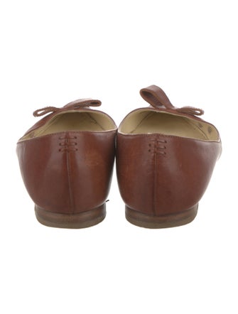 Sarah Flint Leather Bow Accents Ballet Flats