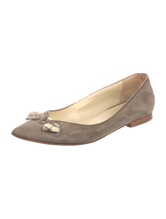 Sarah Flint Suede Bow Accents Flats