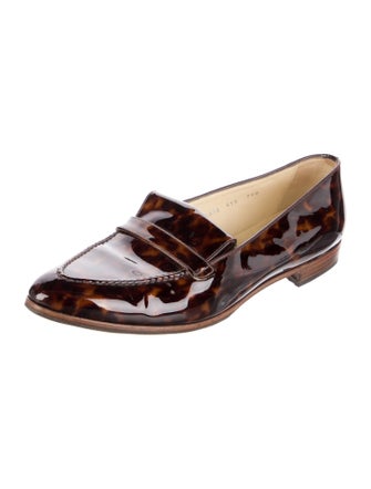 Sarah Flint Patent Leather Animal Print Loafers