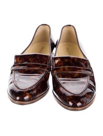 Sarah Flint Patent Leather Animal Print Loafers