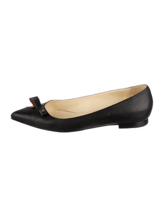 Sarah Flint Leather Bow Accents Ballet Flats