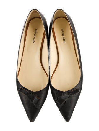 Sarah Flint Leather Bow Accents Ballet Flats