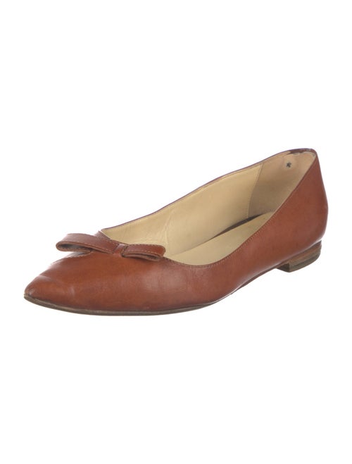 Sarah Flint Leather Bow Accents Ballet Flats