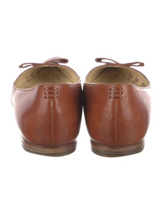 Sarah Flint Leather Bow Accents Ballet Flats