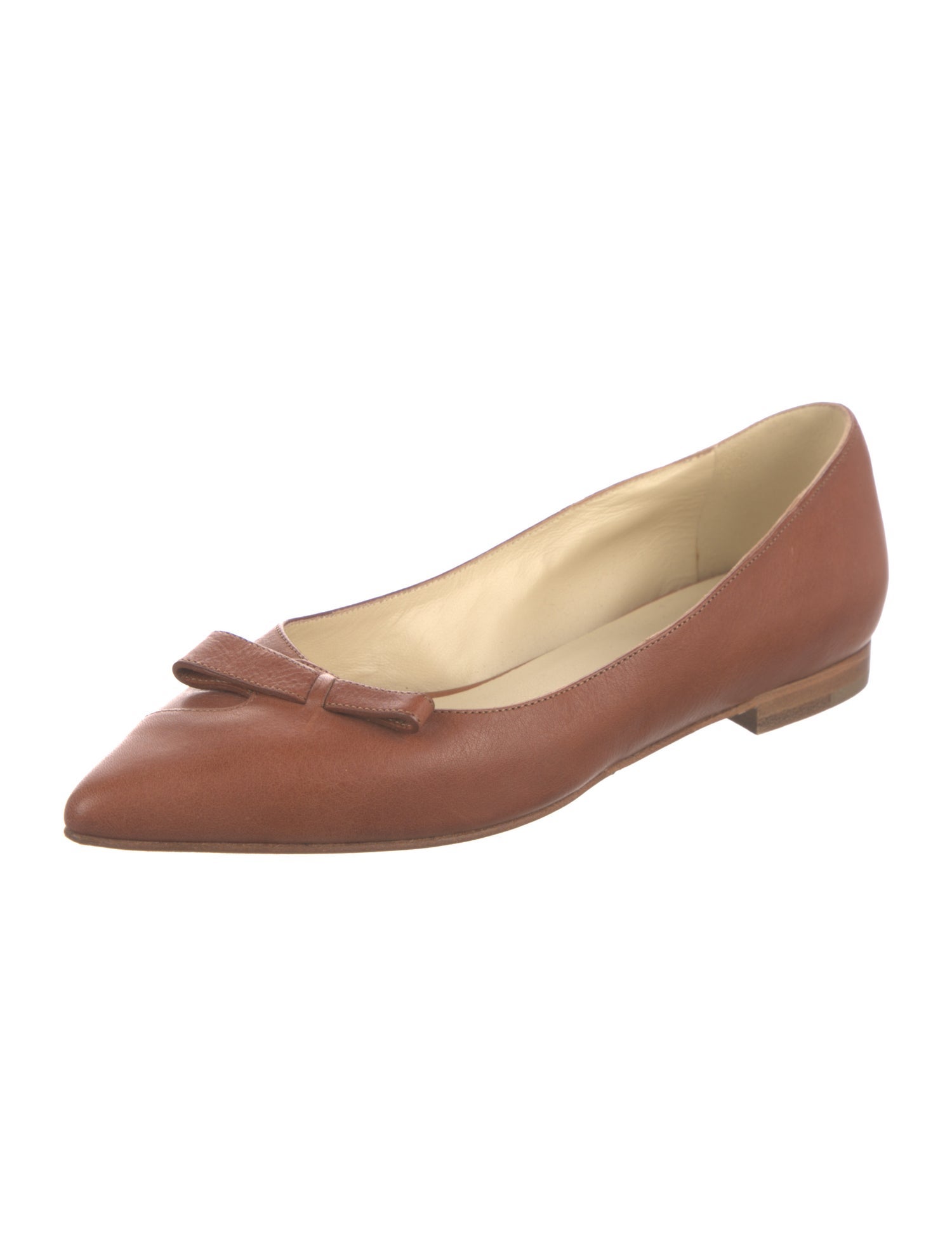 Sarah Flint Leather Bow Accents Ballet Flats