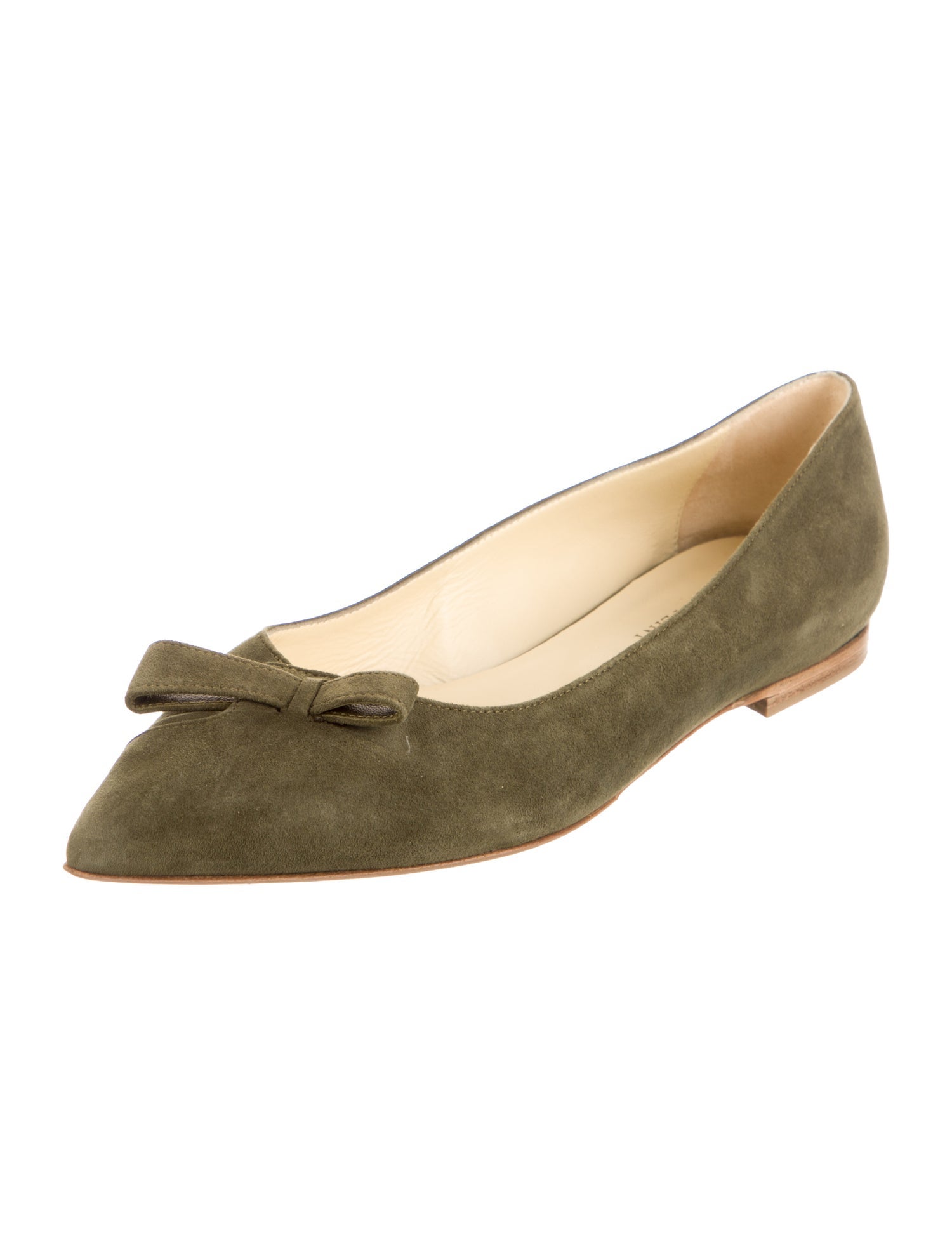 Sarah Flint Suede Bow Accents Ballet Flats