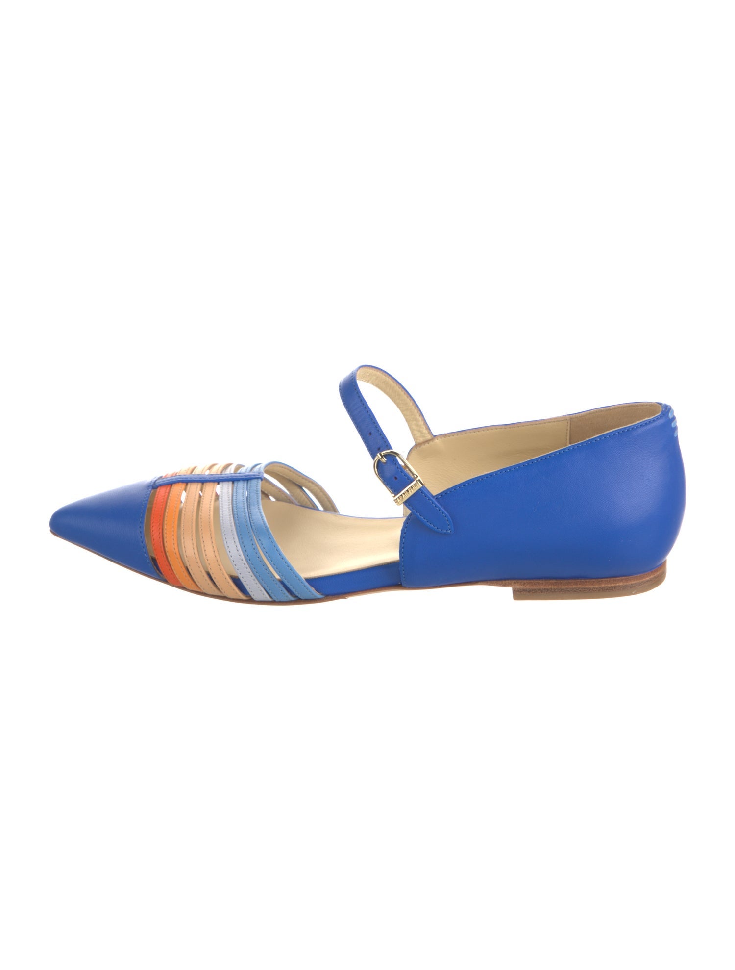Sarah Flint Leather Colorblock Pattern Mary Jane Flats