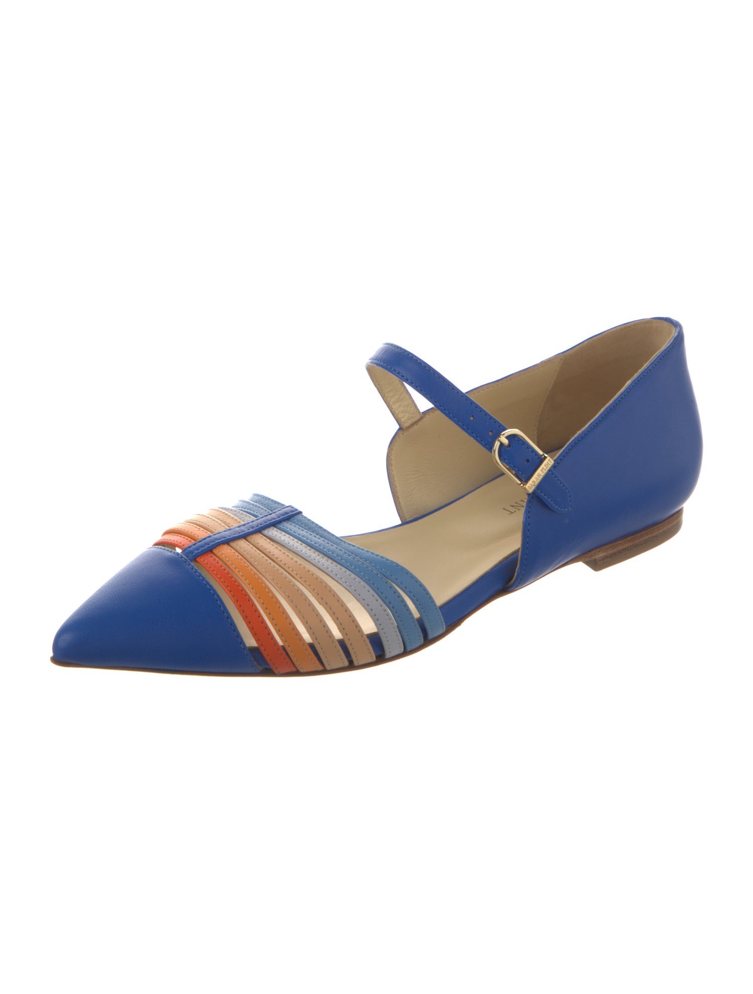 Sarah Flint Leather Colorblock Pattern Mary Jane Flats