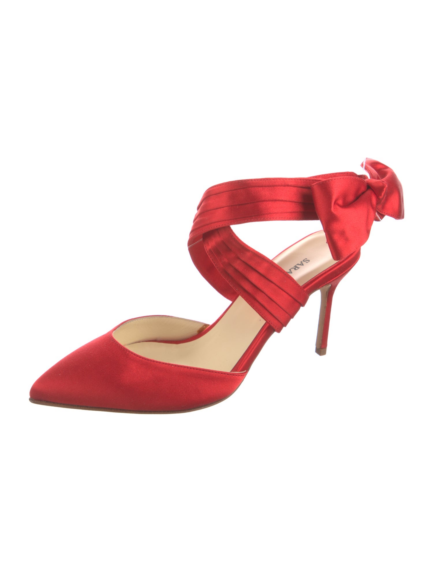 Sarah Flint Satin Bow Accents Slingback Pumps