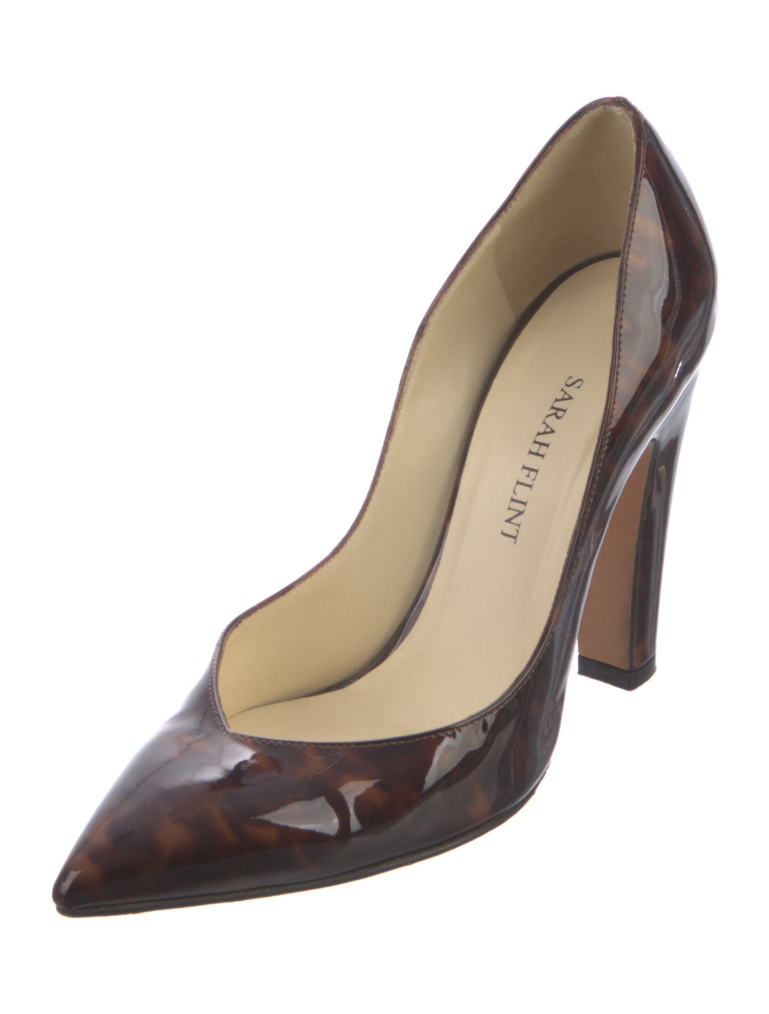 Sarah Flint Patent Leather Animal Print Pumps