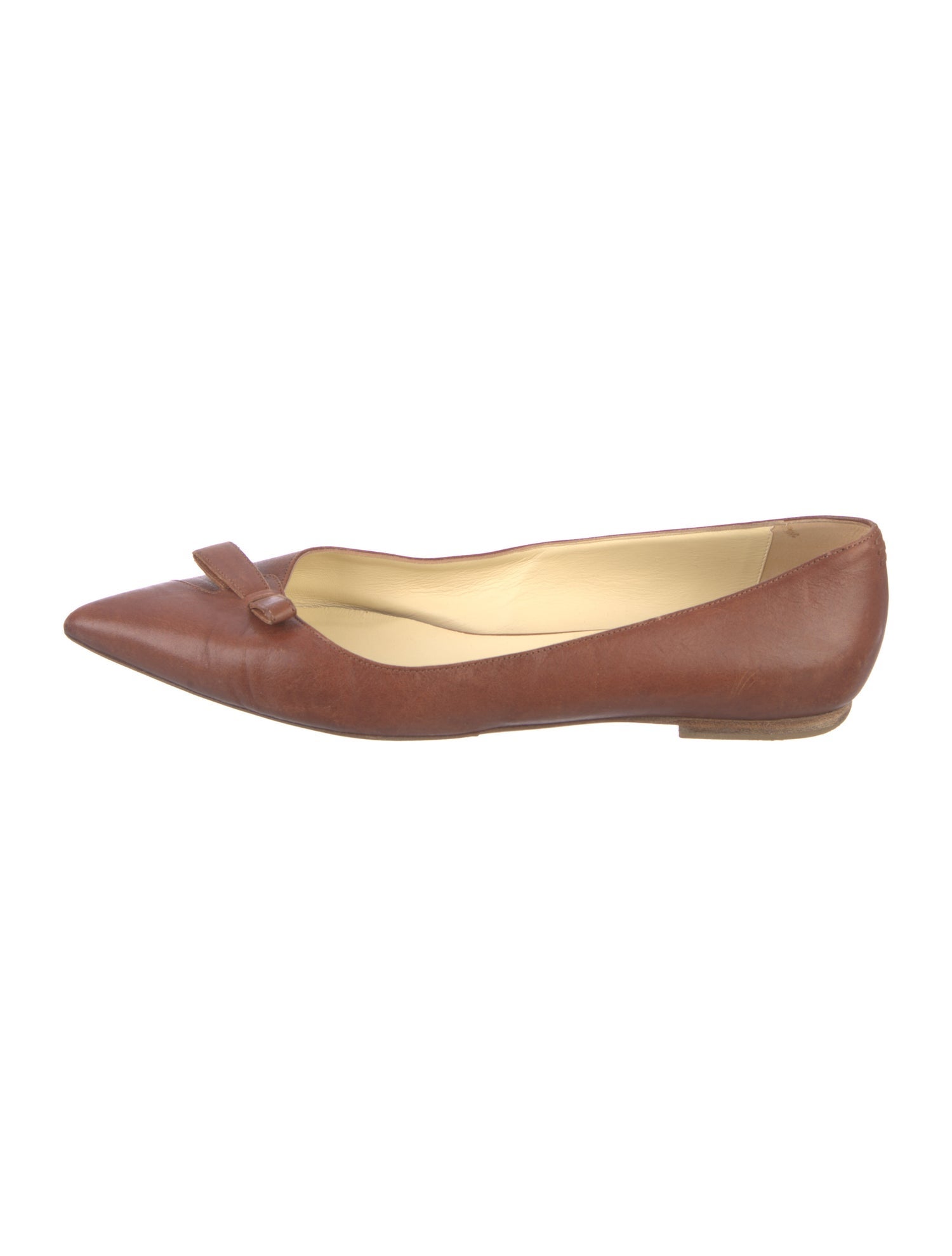 Sarah Flint Leather Bow Accents Ballet Flats