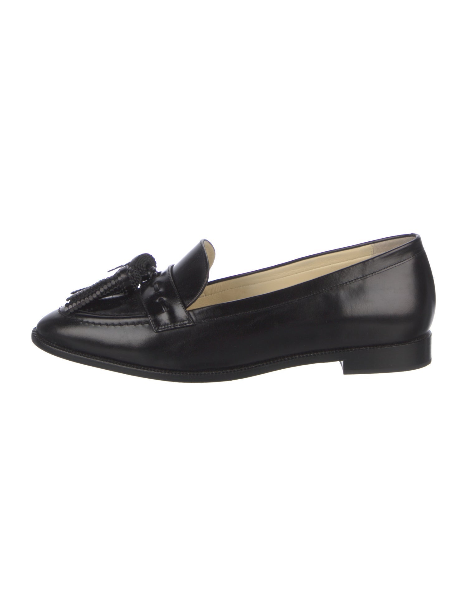 Sarah Flint Leather Tassel Accents Loafers