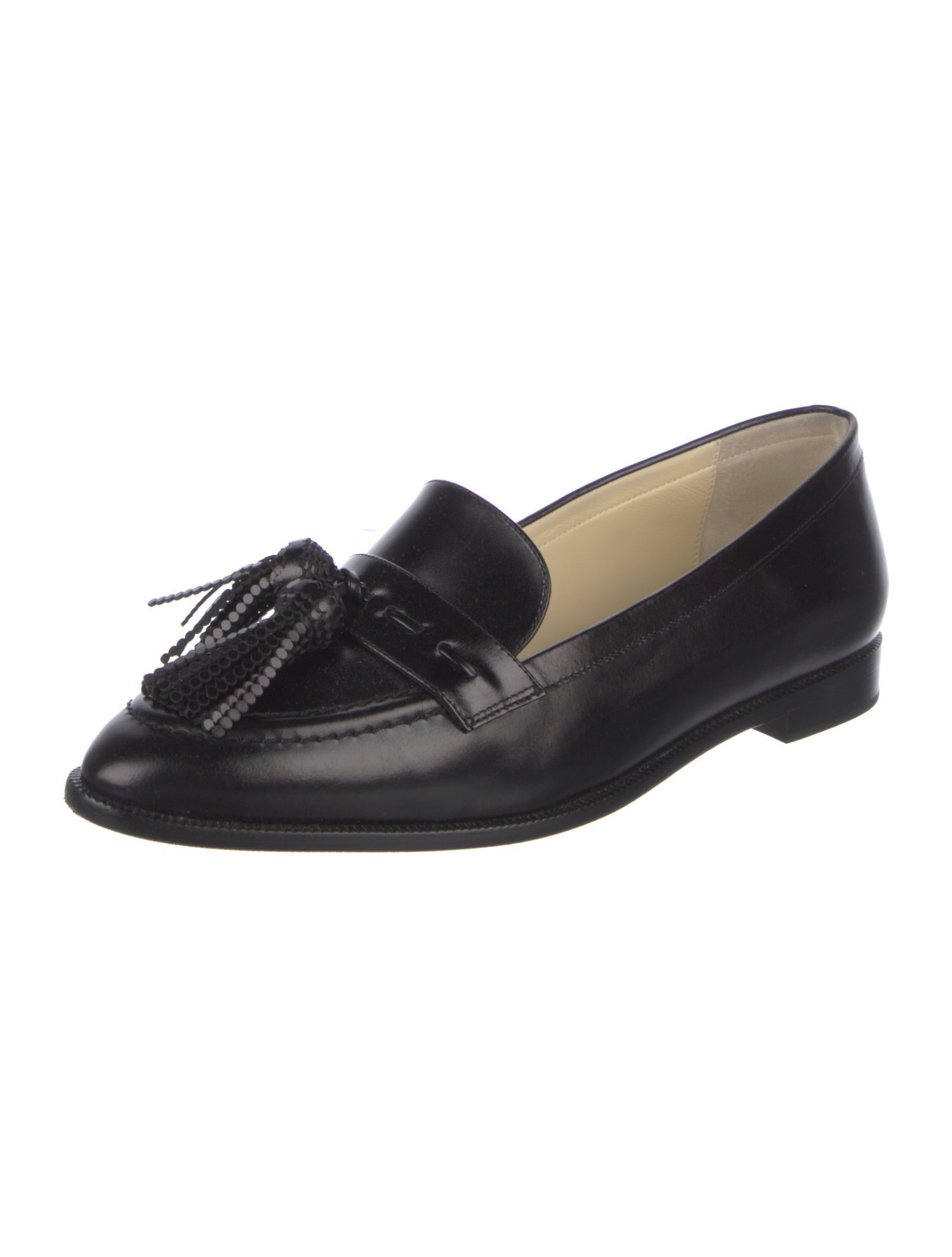 Sarah Flint Leather Tassel Accents Loafers