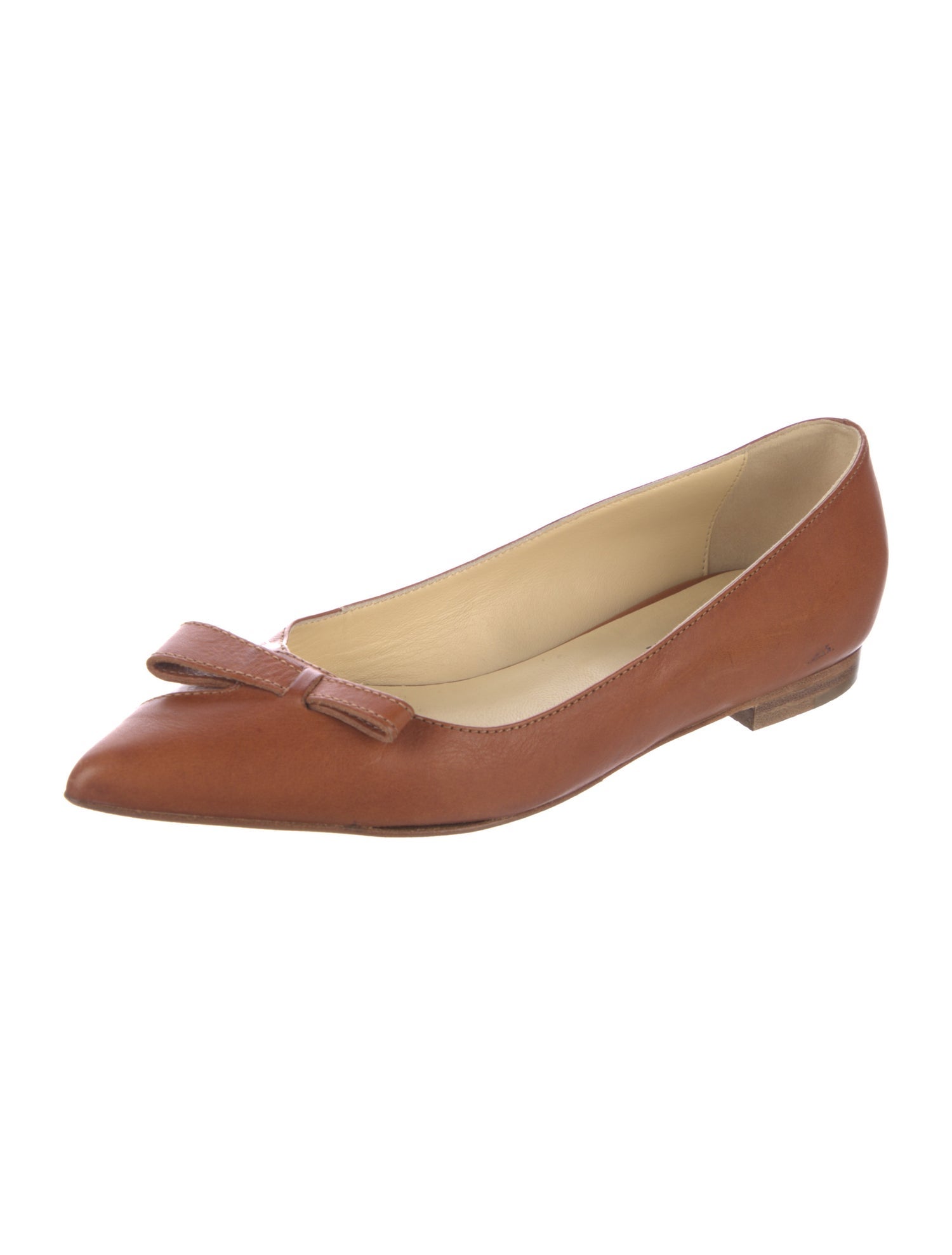 Sarah Flint Leather Bow Accents Ballet Flats