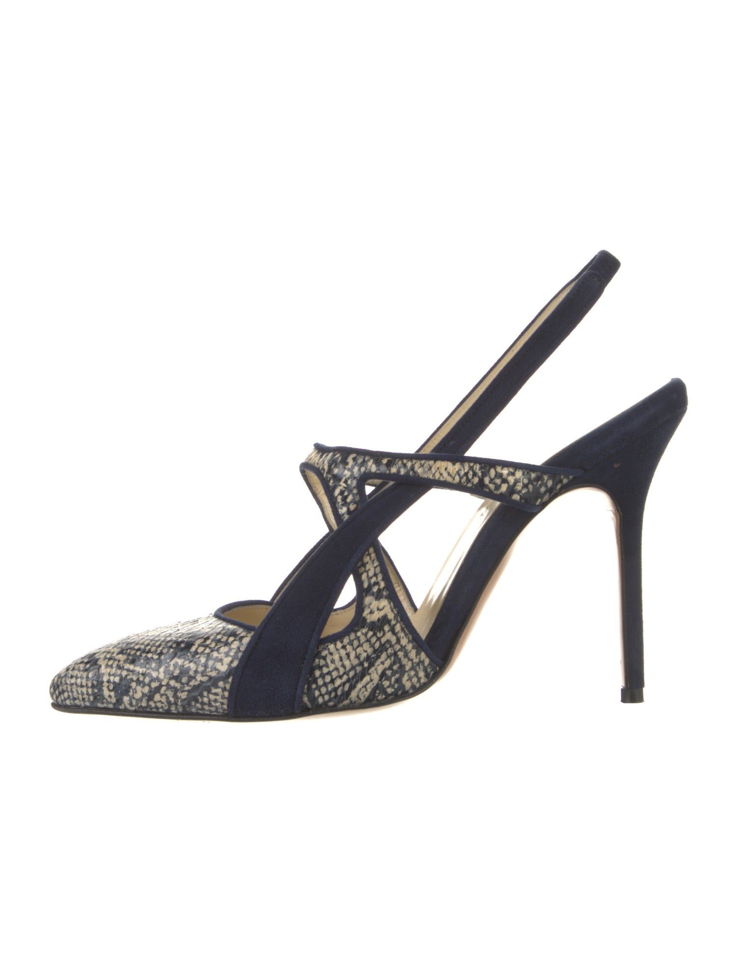 Sarah Flint Snakeskin Animal Print Slingback Pumps
