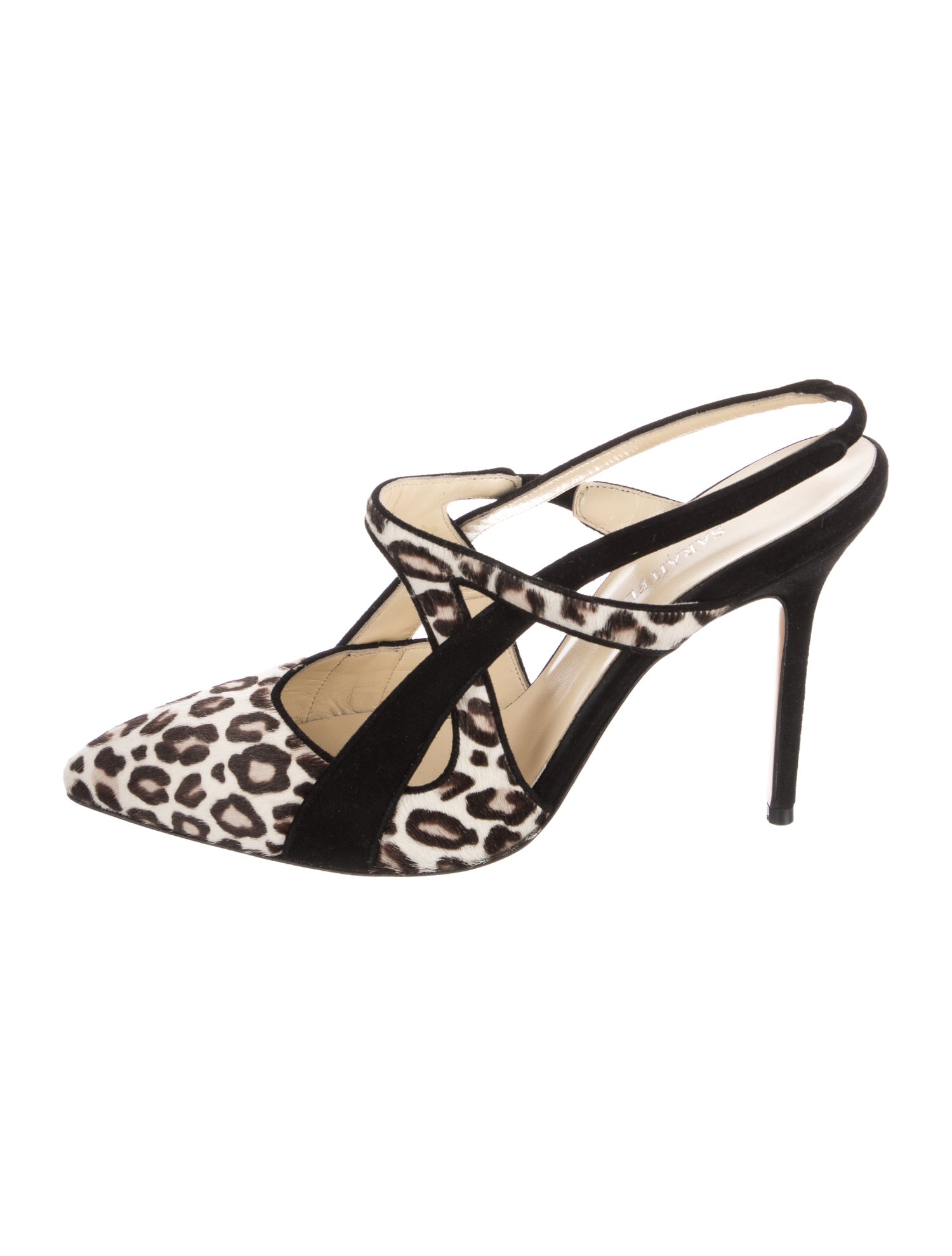 Sarah Flint Ponyhair Animal Print Slingback Pumps