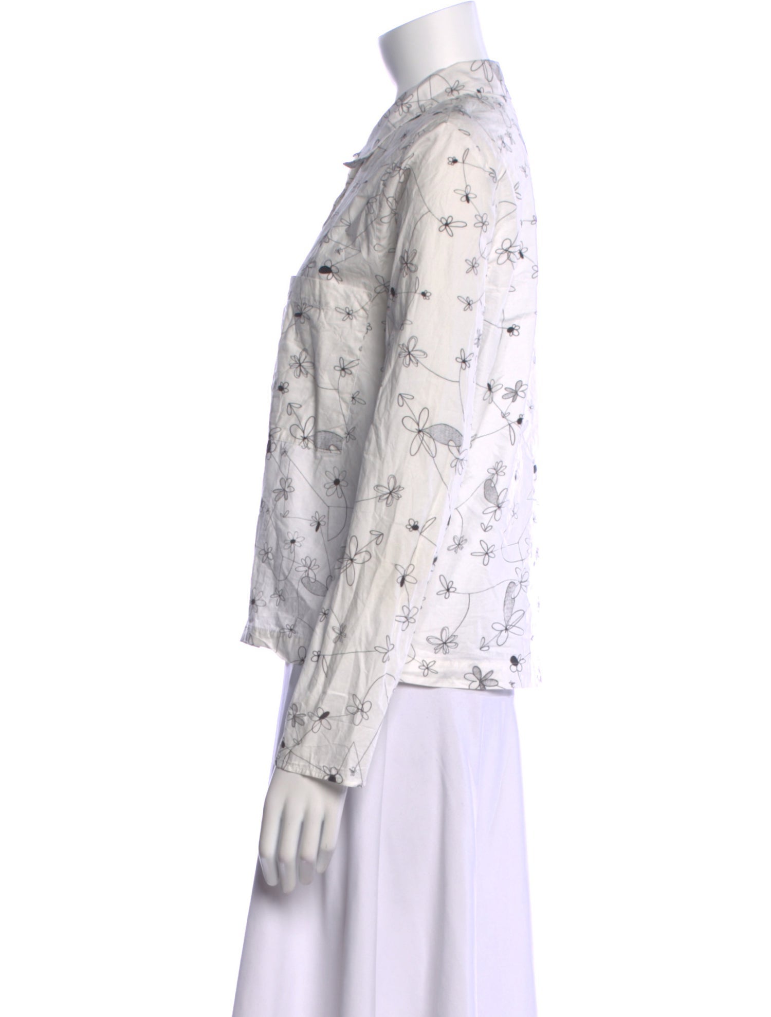 Sara Lanzi Floral Print Long Sleeve Button-Up Top