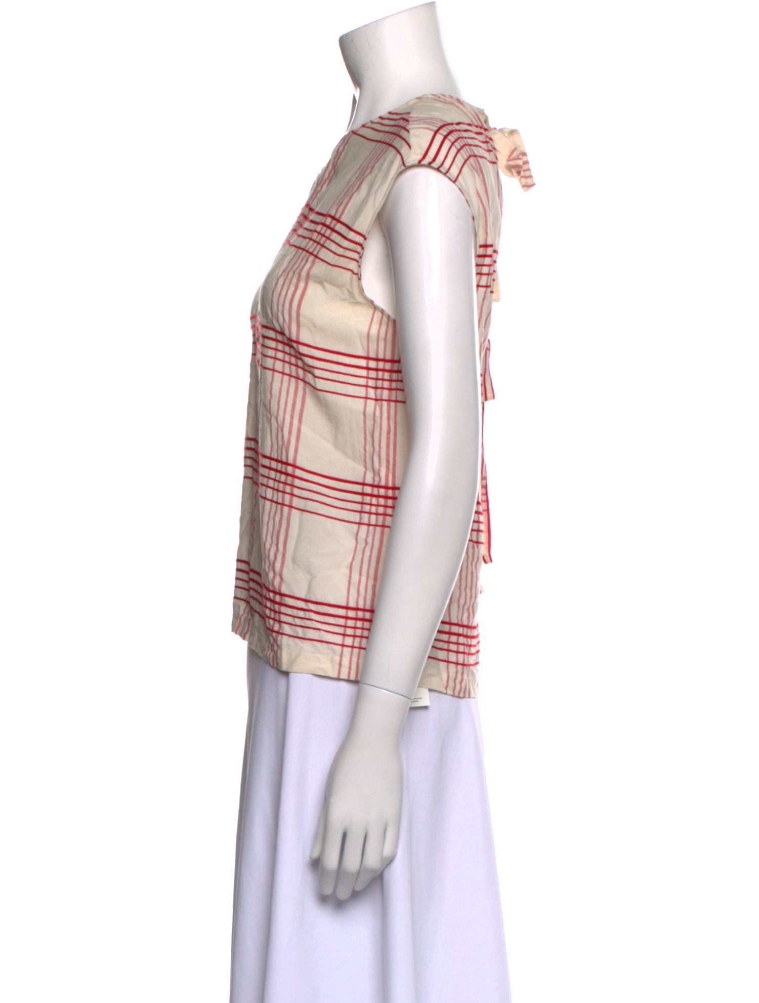 Sara Lanzi Plaid Print Crew Neck Top