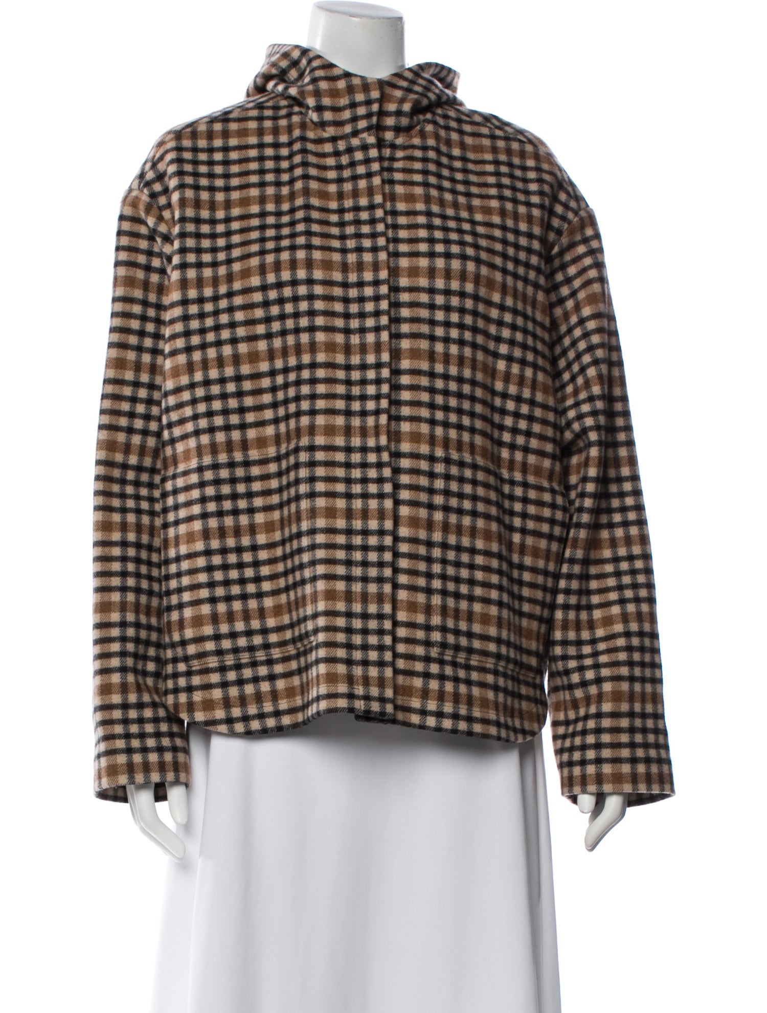 Sara Lanzi Wool Plaid Print Jacket