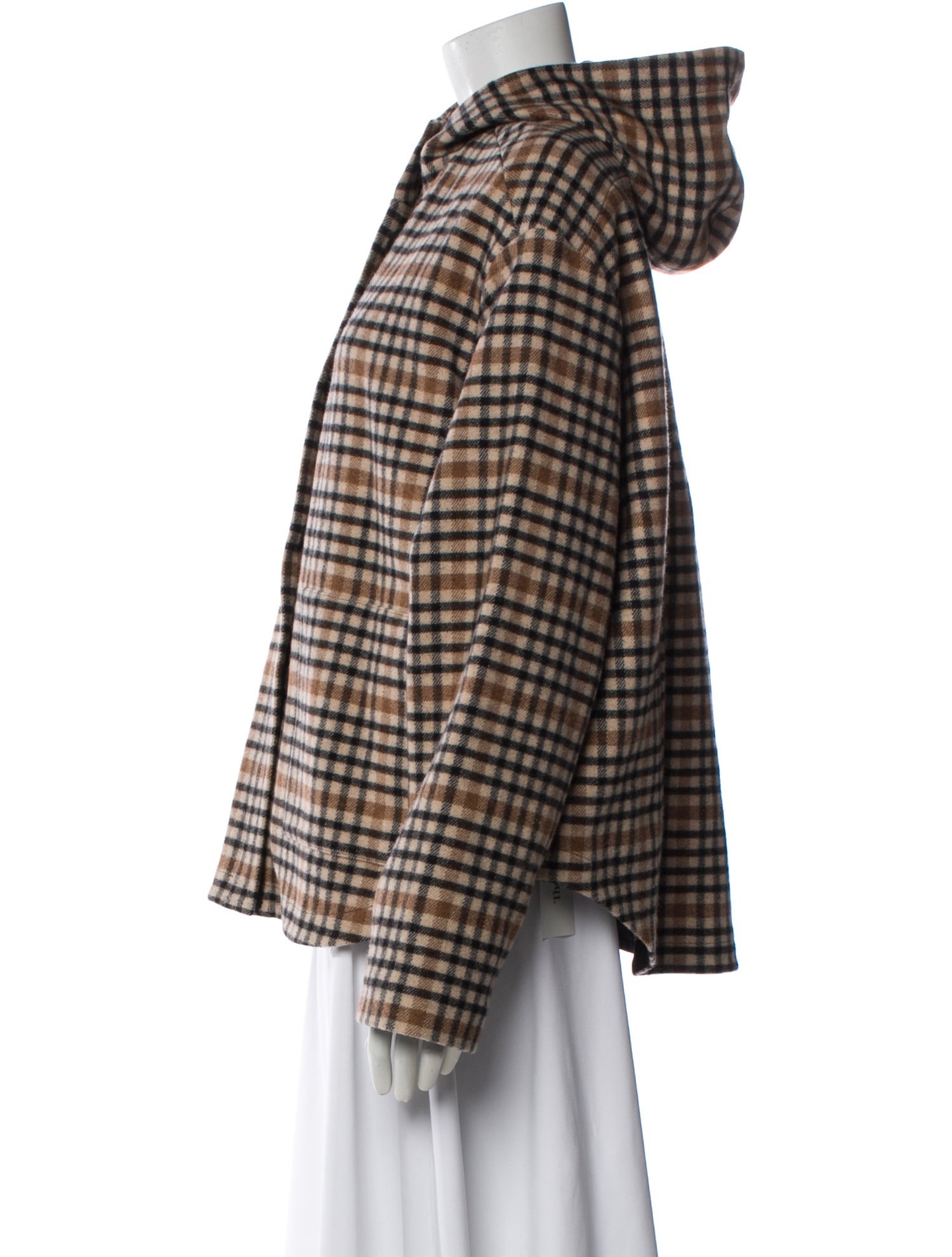 Sara Lanzi Wool Plaid Print Jacket