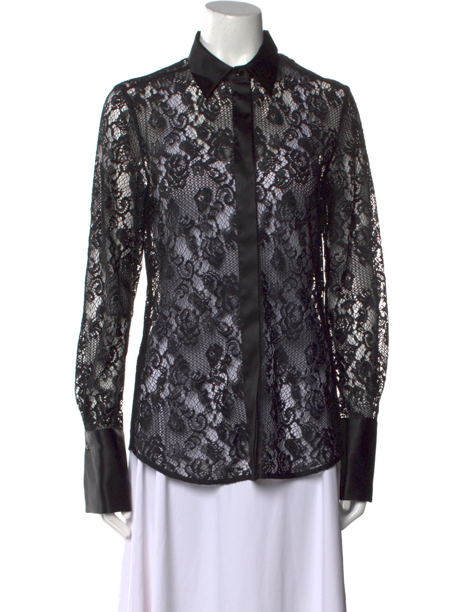 Sara Roka Lace Pattern Long Sleeve Button-Up Top w/ Tags