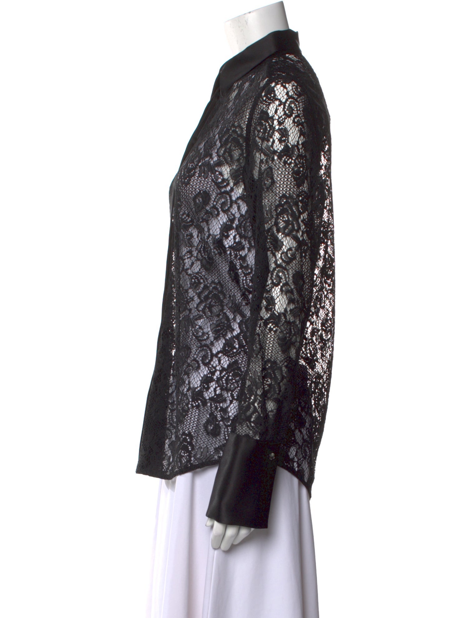 Sara Roka Lace Pattern Long Sleeve Button-Up Top w/ Tags