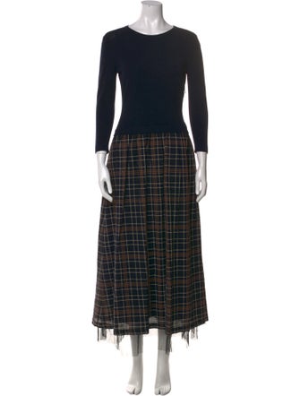 Sara Roka Plaid Print Long Dress