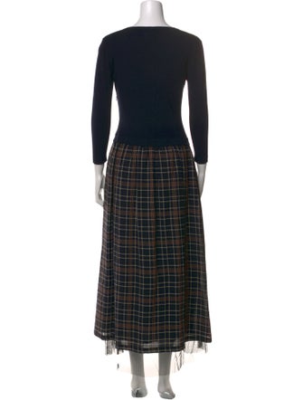 Sara Roka Plaid Print Long Dress