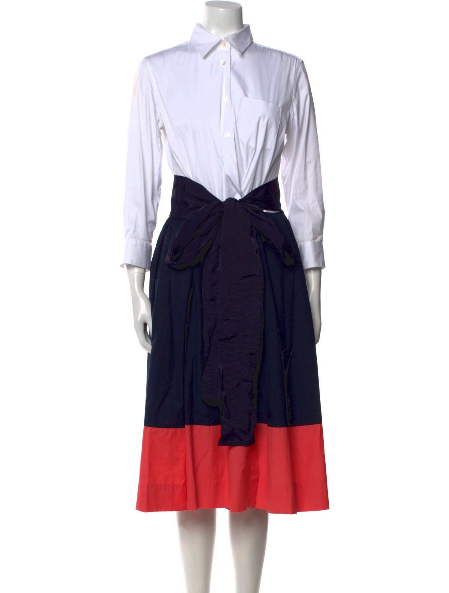 Sara Roka Colorblock Pattern Midi Length Dress