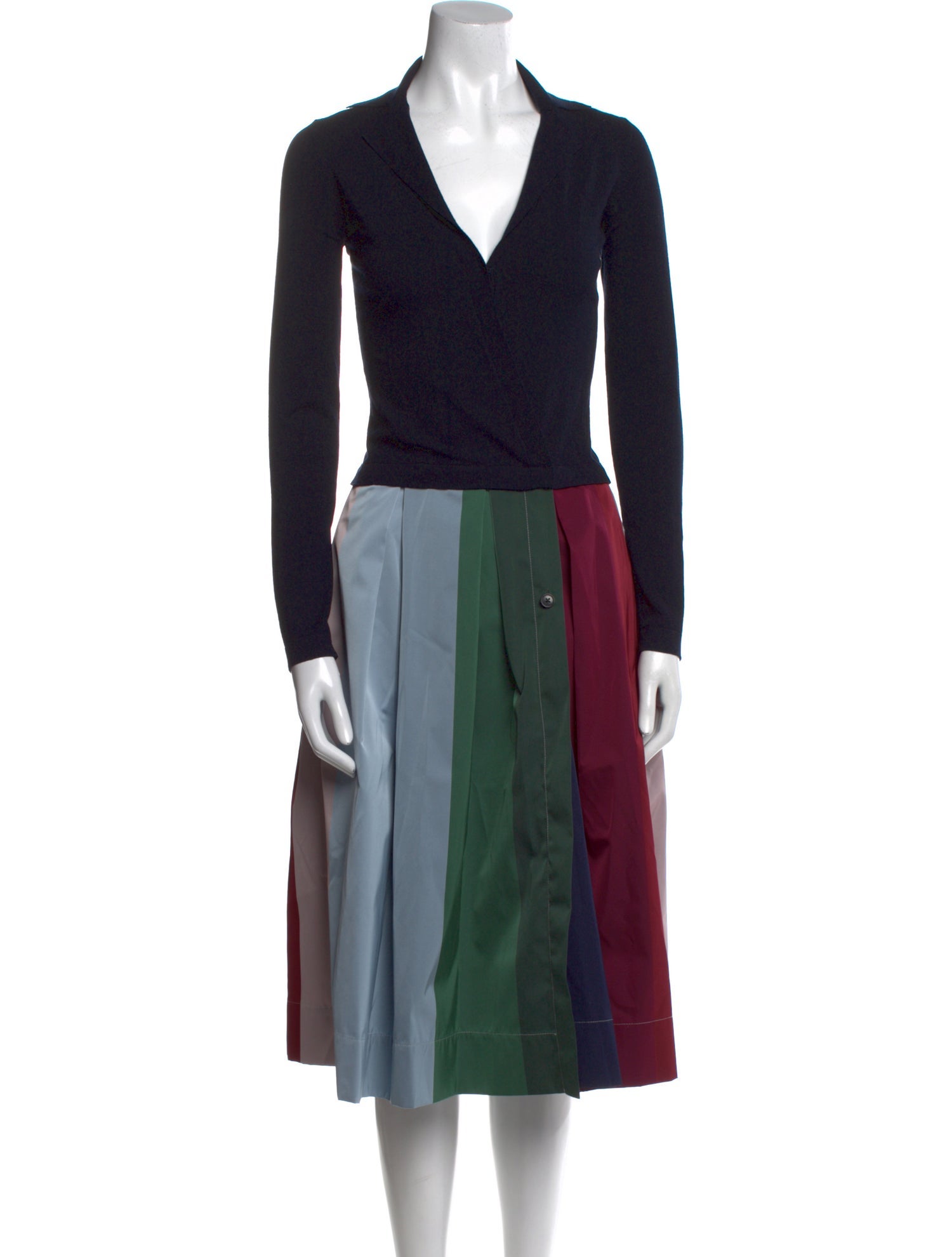 Sara Roka Colorblock Pattern Midi Length Dress