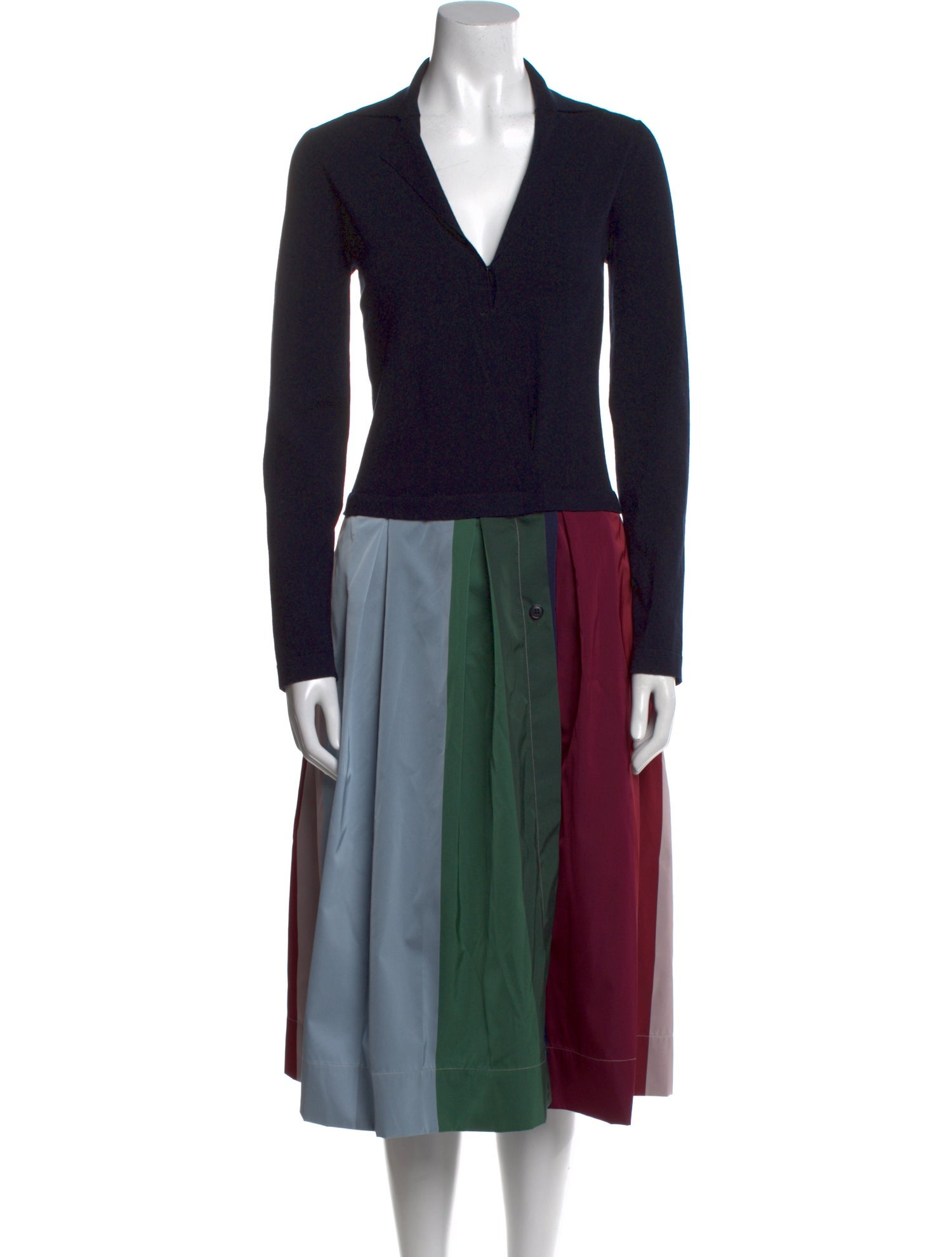 Sara Roka Colorblock Pattern Midi Length Dress