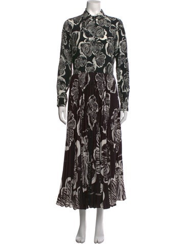 Pre-owned Sara Roka Floral Print Long Dress In Black