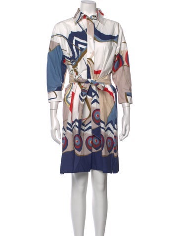Pre-owned Sara Roka Printed Knee-length Dress In Blue