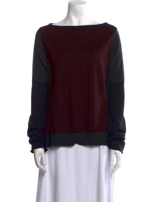 Sarah Pacini Colorblock Pattern Bateau Neckline Sweater