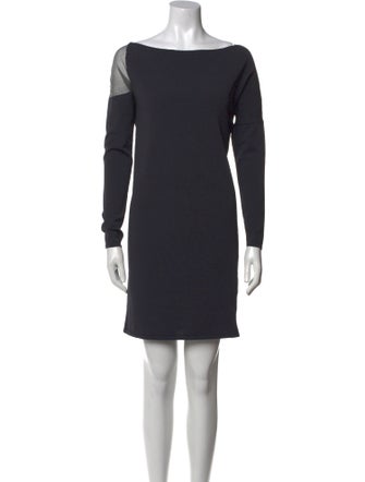 Sarah Pacini Bateau Neckline Mini Dress