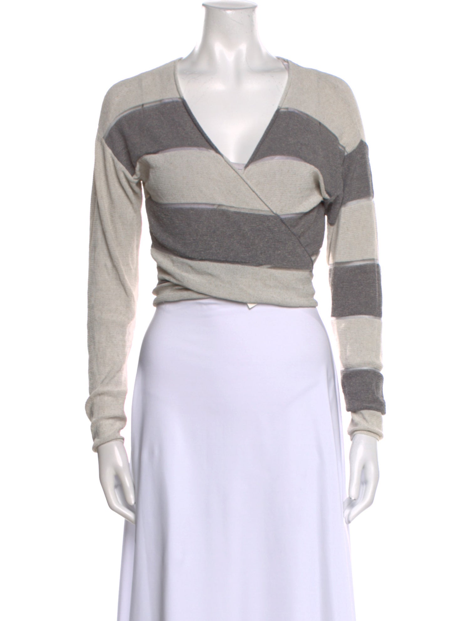 Sarah Pacini Striped V-Neck Sweater