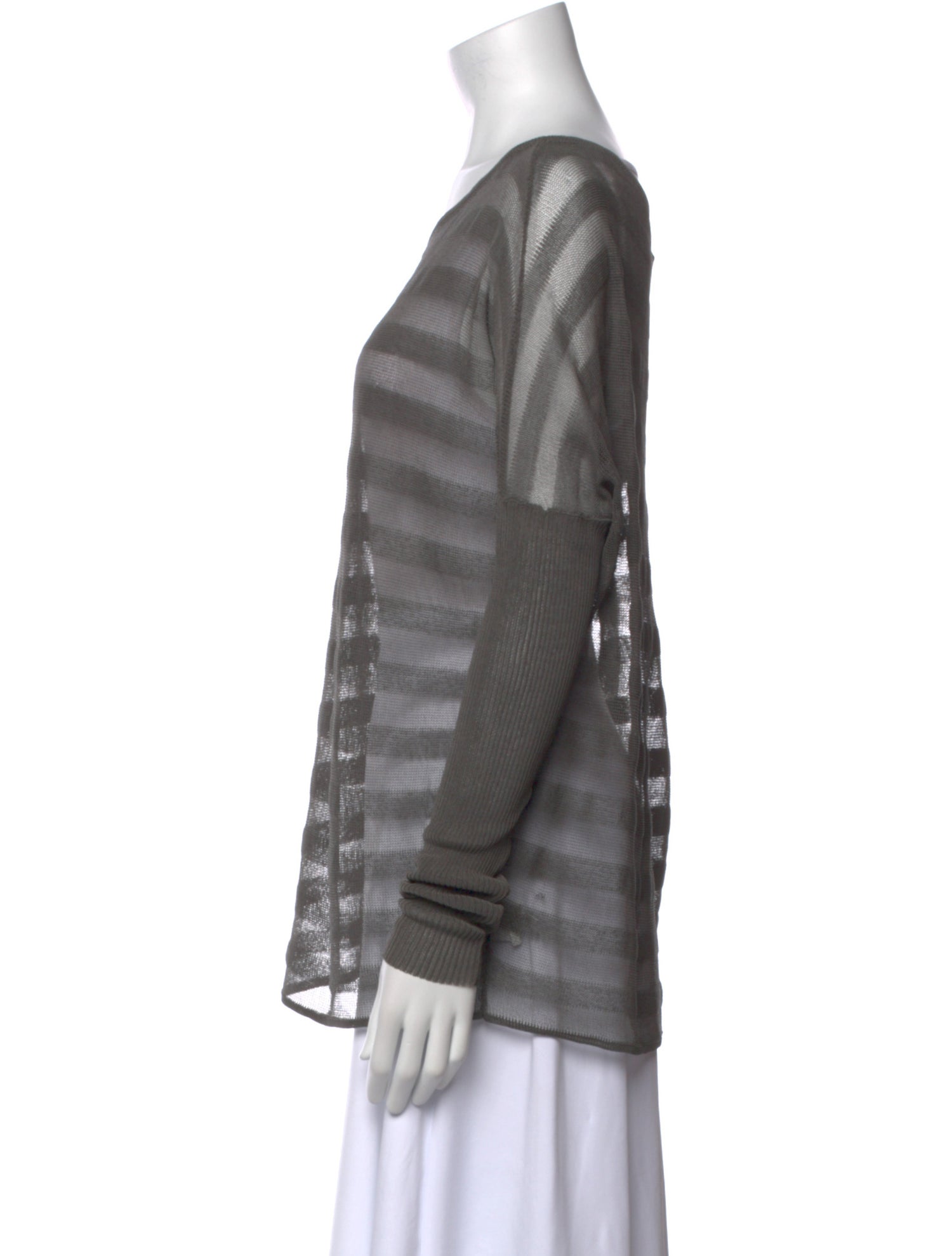 Sarah Pacini Striped Bateau Neckline Sweater