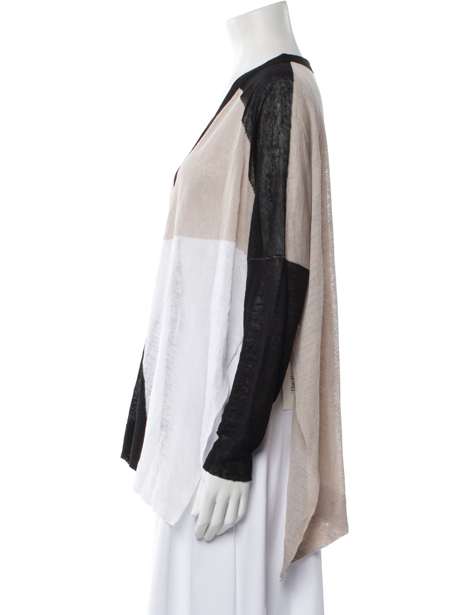 Sarah Pacini Linen Colorblock Pattern Sweater