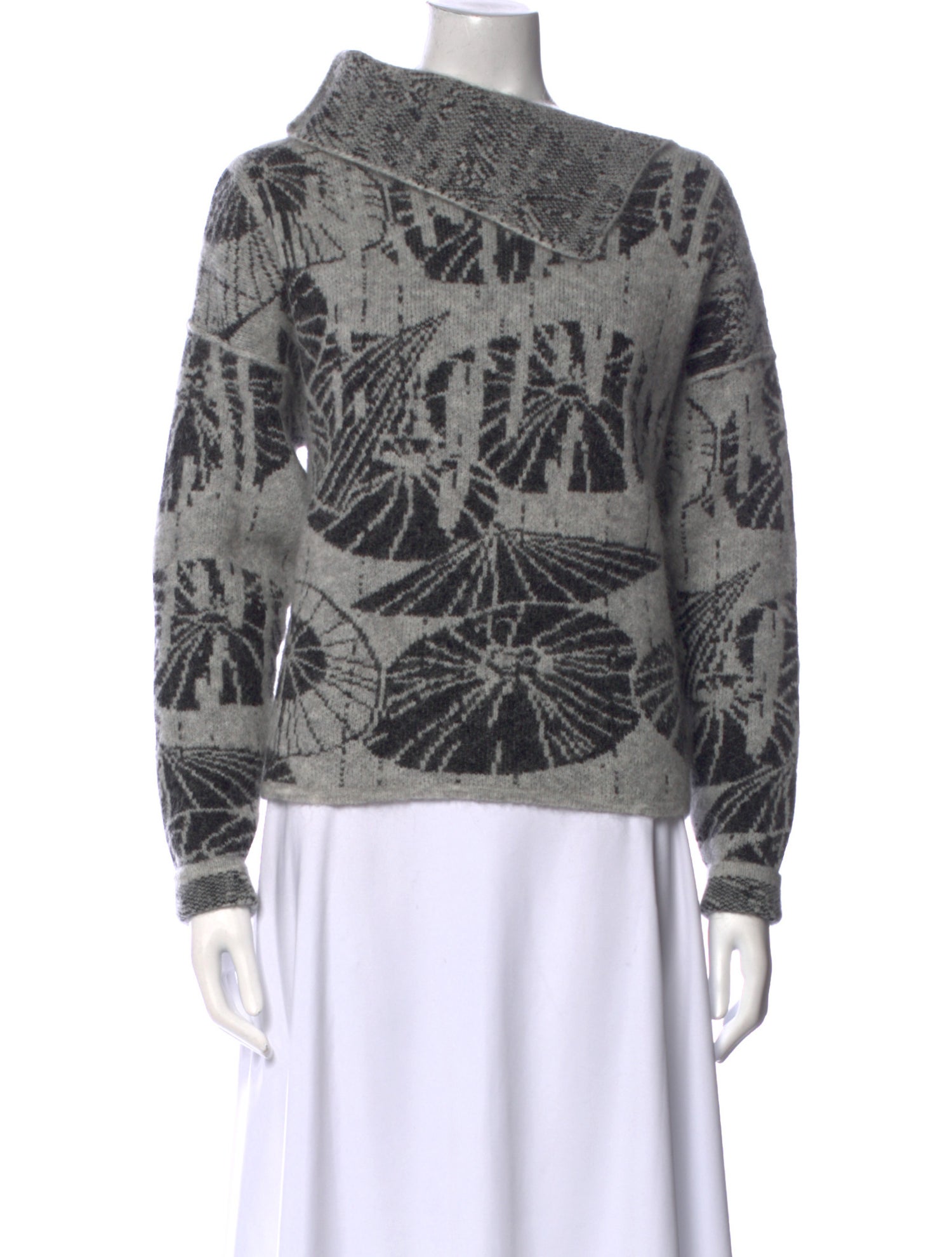 Sarah Pacini Printed Crew Neck Sweater