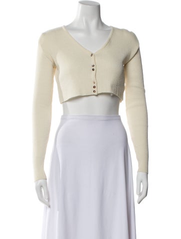Pre-owned Sarah Pacini V-neck Sweater In Neutral