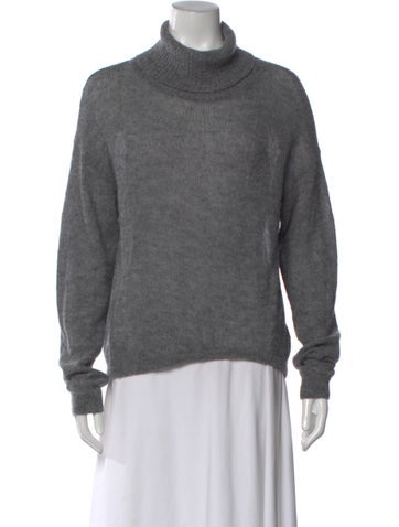 Pre-owned Sarah Pacini Alpaca Turtleneck Sweater In Gray