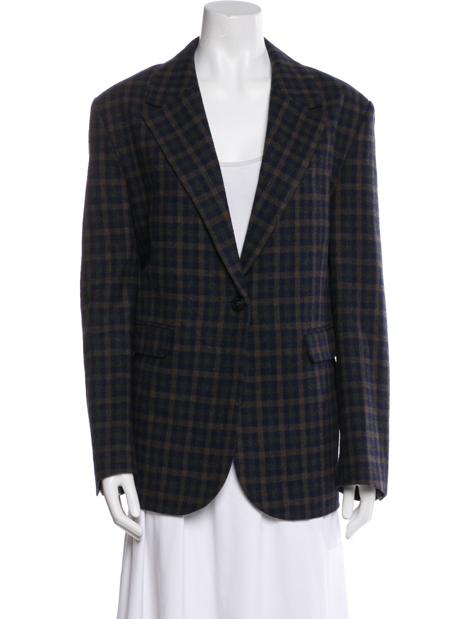 Samsøe Wool Plaid Print Blazer